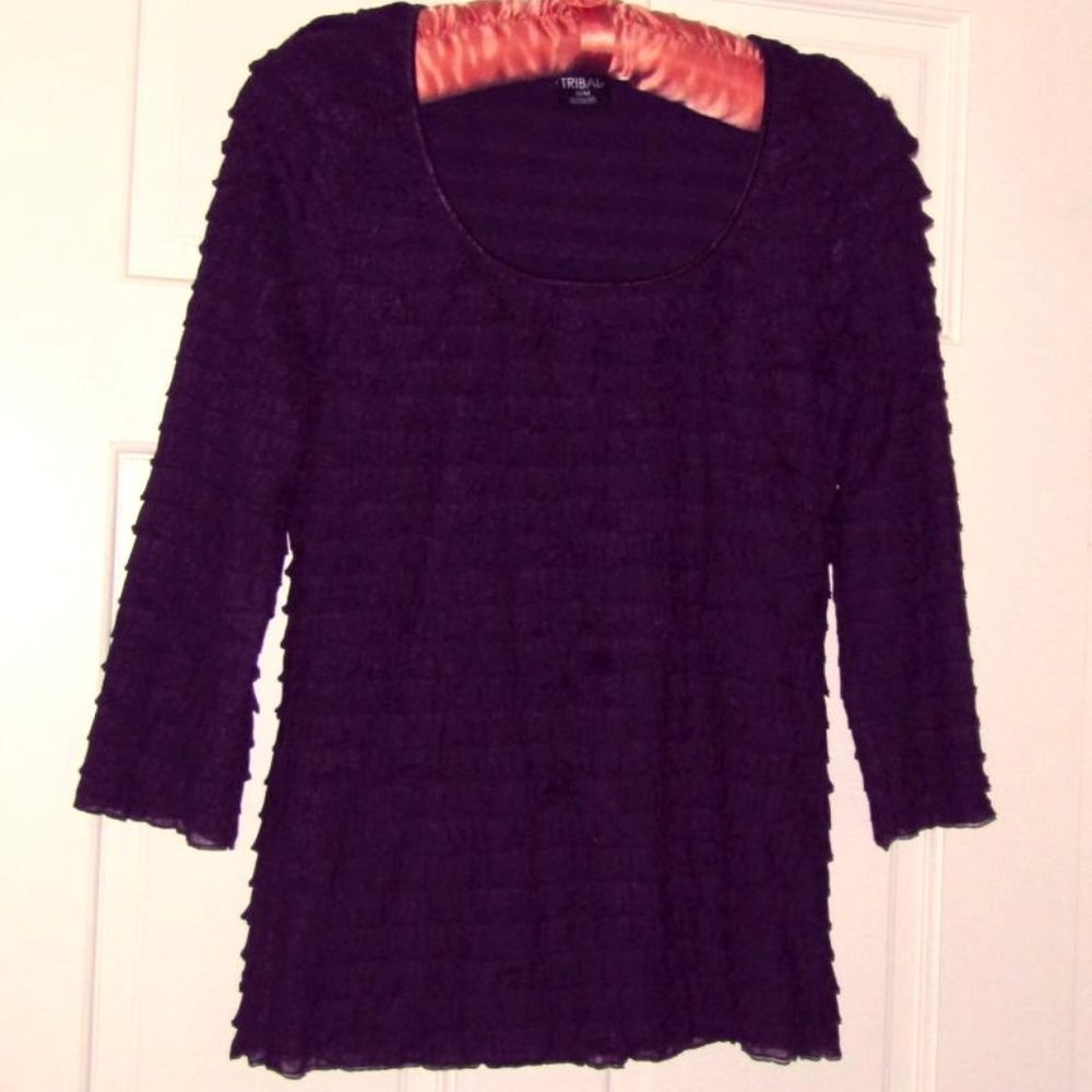 TRIBAL PURPLE RUFFLED TOP MEDIUM